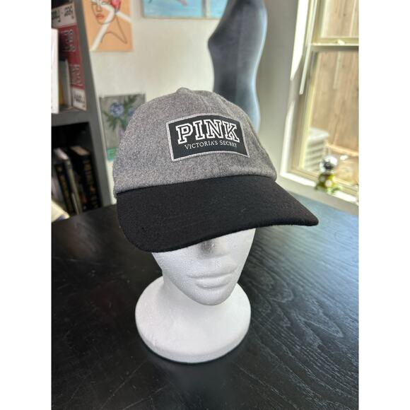 Victorias Secret- PINK- Gray Black- Logo- Wool Baseball Hat- Hawaii Beaches OSFM - Picture 1 of 5